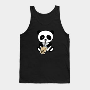 Kawaii Panda Drinking Boba Tea Tank Top